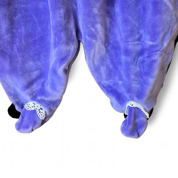 Vintage Baby Velour Romper Size 6M Purple Lace Collar Little Me - Picture 4 of 7